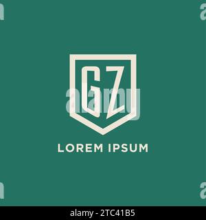 GZ initial logo monogram shield geometric shape design vector graphic Stock Vector