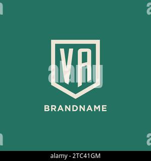 VA initial logo monogram shield geometric shape design vector graphic Stock Vector