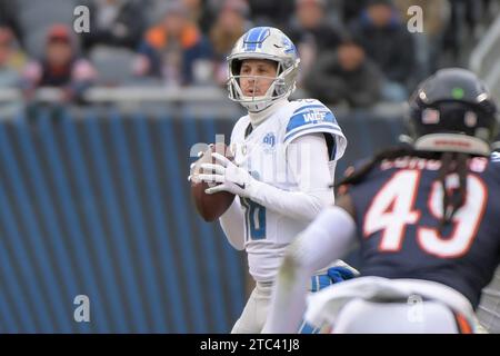 Chicago, United States. 10th Dec, 2023. Detroit Lions quarterback Jared Goff (16) looks for an open receiver against the Chicago Bears at Soldier Field in Chicago on Sunday, December 10, 2023. Photo by Mark Black/UPI Credit: UPI/Alamy Live News Stock Photo