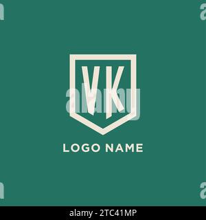 VK initial logo monogram shield geometric shape design vector graphic Stock Vector