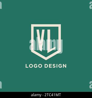 VL initial logo monogram shield geometric shape design vector graphic Stock Vector