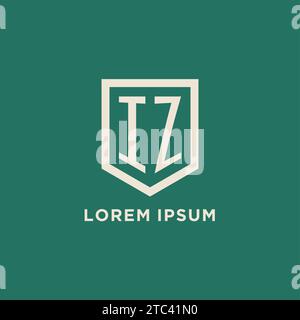 IZ initial logo monogram shield geometric shape design vector graphic Stock Vector