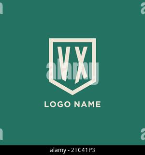 VX initial logo monogram shield geometric shape design vector graphic Stock Vector