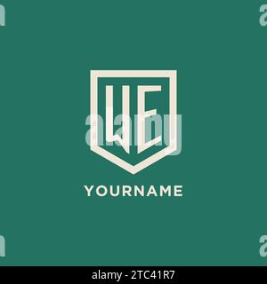 WE initial logo monogram shield geometric shape design vector graphic Stock Vector