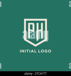 PH initial logo monogram shield geometric shape design vector graphic Stock Vector