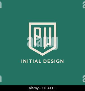 PW initial logo monogram shield geometric shape design vector graphic Stock Vector