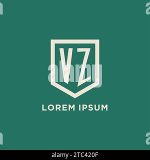 VZ initial logo monogram shield geometric shape design vector graphic Stock Vector