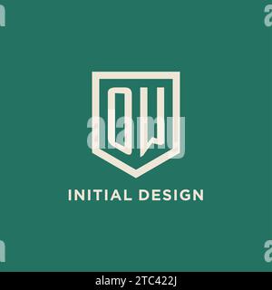 OW initial logo monogram shield geometric shape design vector graphic Stock Vector