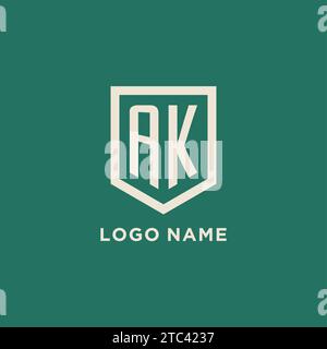 AK initial logo monogram shield geometric shape design vector graphic Stock Vector