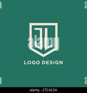 JL initial logo monogram shield geometric shape design vector graphic Stock Vector