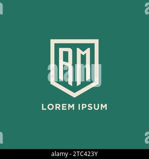 RM monogram logo initial with shield guard shape design ideas Stock ...