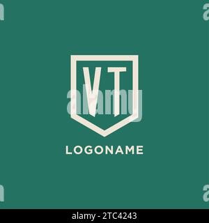 VT initial logo monogram shield geometric shape design vector graphic Stock Vector