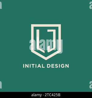 LJ initial logo monogram shield geometric shape design vector graphic Stock Vector