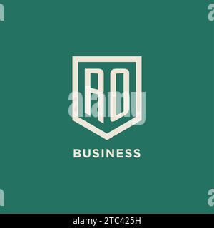 RO initial logo monogram shield geometric shape design vector graphic Stock Vector