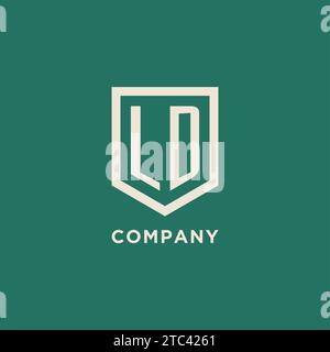 LD initial logo monogram shield geometric shape design vector graphic Stock Vector
