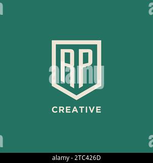 RP initial logo monogram shield geometric shape design vector graphic Stock Vector