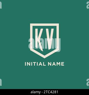 KV initial logo monogram shield geometric shape design vector graphic Stock Vector