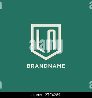 LN initial logo monogram shield geometric shape design vector graphic Stock Vector