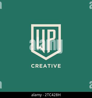 WP initial logo monogram shield geometric shape design vector graphic Stock Vector