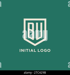 BU initial logo monogram shield geometric shape design vector graphic Stock Vector
