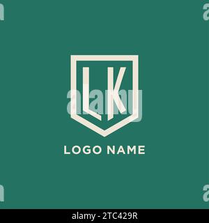 LK initial logo monogram shield geometric shape design vector graphic Stock Vector