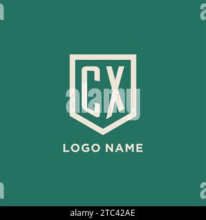 CX initial logo monogram shield geometric shape design vector graphic Stock Vector