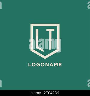 LT initial logo monogram shield geometric shape design vector graphic Stock Vector