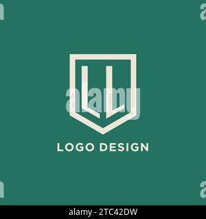 LL initial logo monogram shield geometric shape design vector graphic Stock Vector