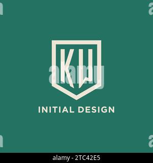 KW initial logo monogram shield geometric shape design vector graphic Stock Vector