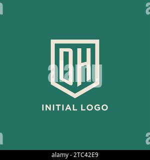 DH initial logo monogram shield geometric shape design vector graphic Stock Vector