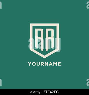 RR initial logo monogram shield geometric shape design vector graphic Stock Vector