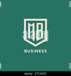 MB initial logo monogram shield geometric shape design vector graphic Stock Vector