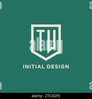 TW initial logo monogram shield geometric shape design vector graphic Stock Vector