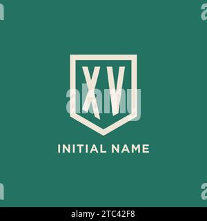 XV initial logo monogram shield geometric shape design vector graphic Stock Vector