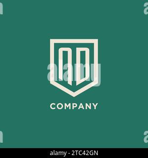 ND initial logo monogram shield geometric shape design vector graphic Stock Vector