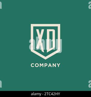XD initial logo monogram shield geometric shape design vector graphic Stock Vector