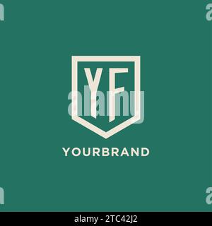 YF initial logo monogram shield geometric shape design vector graphic Stock Vector