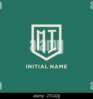 MI initial logo monogram shield geometric shape design vector graphic Stock Vector