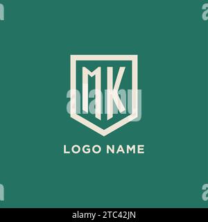 MK initial logo monogram shield geometric shape design vector graphic Stock Vector