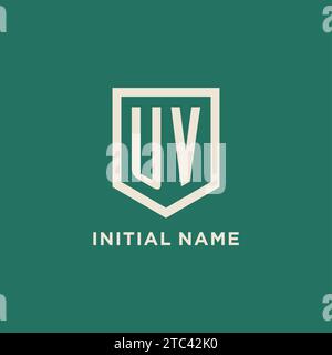 UV initial logo monogram shield geometric shape design vector graphic Stock Vector