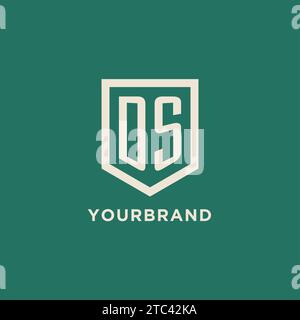 DS initial logo monogram shield geometric shape design vector graphic Stock Vector
