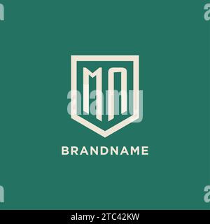 MN initial logo monogram shield geometric shape design vector graphic Stock Vector