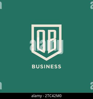 OB initial logo monogram shield geometric shape design vector graphic Stock Vector