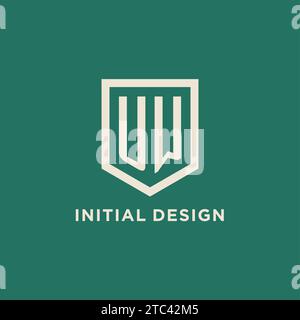 UW initial logo monogram shield geometric shape design vector graphic Stock Vector