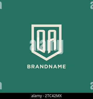 OA initial logo monogram shield geometric shape design vector graphic Stock Vector