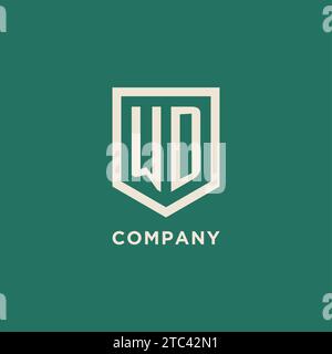 WD initial logo monogram shield geometric shape design vector graphic Stock Vector