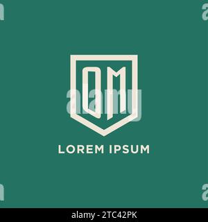 OM initial logo monogram shield geometric shape design vector graphic Stock Vector