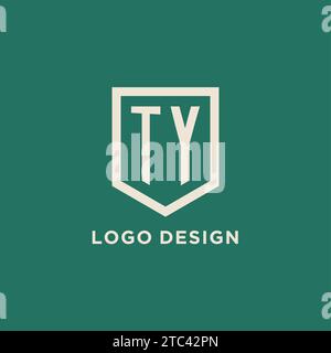 TY initial logo monogram shield geometric shape design vector graphic Stock Vector