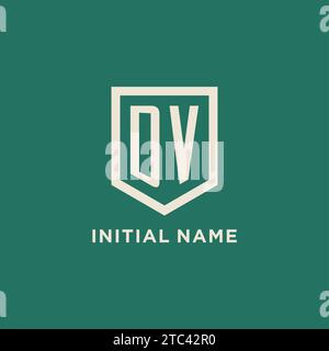 DV initial logo monogram shield geometric shape design vector graphic Stock Vector