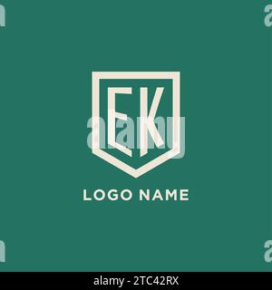 EK initial logo monogram shield geometric shape design vector graphic Stock Vector